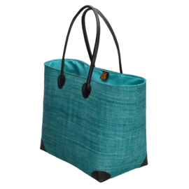 PE-Florence Hangara rieten strandtas turquoise