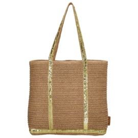 PE-Florence Natural life strandtas donker natuur / goud