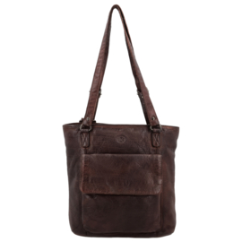 Hide & Stitches Paint Rock rug schoudertas donker bruin