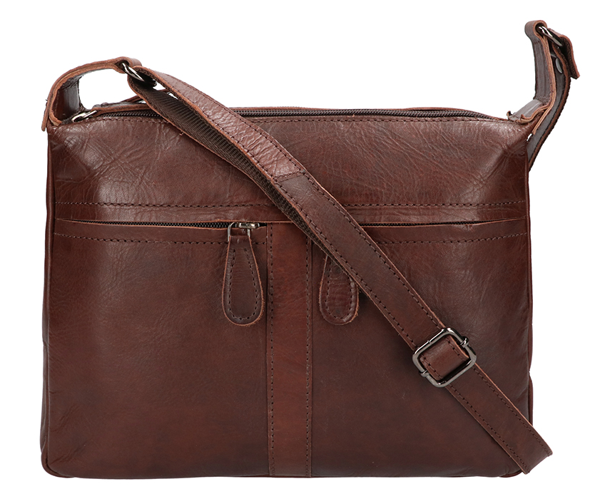 Leather Design schoudertas dark brown