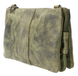 Leather Design festival bag harmonica green