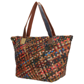 Multi colour lederen shopper