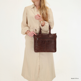 Hide & Stitches Porto lederen handtas donker bruin