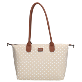 Charm London Buckingham handtas stippen wit taupe