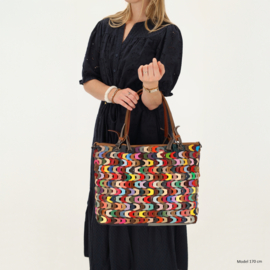 Multi colour lederen shopper