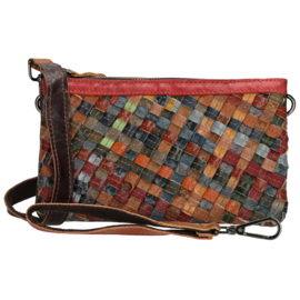 Multi colour lederen clutch/avondtasje