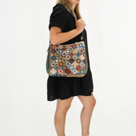 Multi colour lederen shopper
