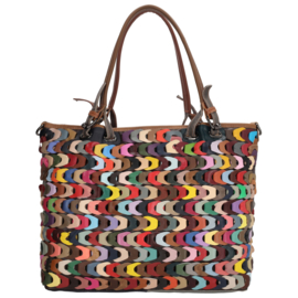 Multi colour lederen shopper