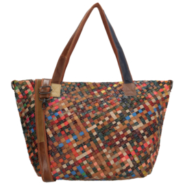 Multi colour lederen shopper