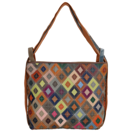 Multi colour lederen Anna shopper/rugtas