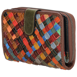 Multi colour lederen dames portemonnee