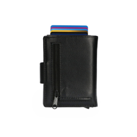 Leather design safety wallet zwart