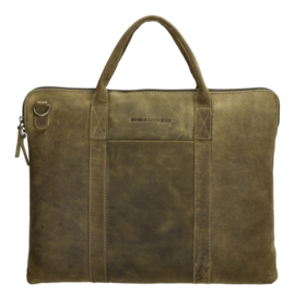 Hide & Stitches Idaho laptoptas olijf groen