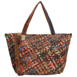 Multi colour lederen shopper