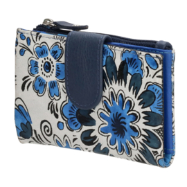 happy Wallet portemonnee bloemprint blauw