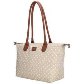Charm London Buckingham handtas stippen wit taupe