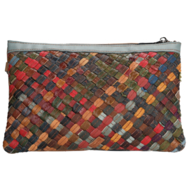 Multi colour lederen clutch/avondtasje