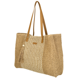 Enrico Benetti Capri rieten strandtas off-white