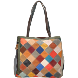 Multi colour lederen shopper