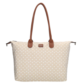 Charm London Buckingham handtas stippen wit taupe