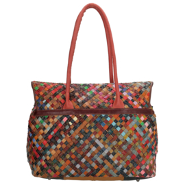 Multi colour lederen shopper