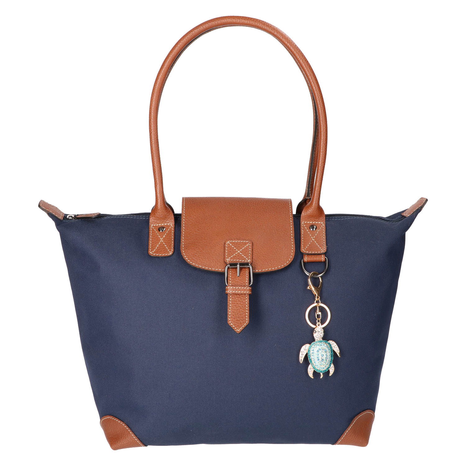 Leather Design coated canvas hand/schoudertas blauw
