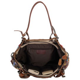 Multi colour lederen shopper