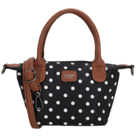 Charm London Buckingham handtas stippen wit zwart