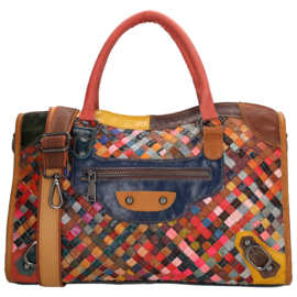 Multi colour lederen handtas