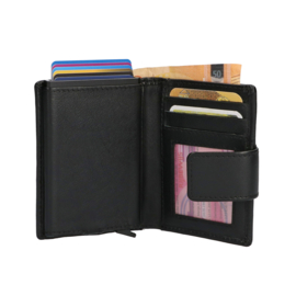 Leather design safety wallet zwart