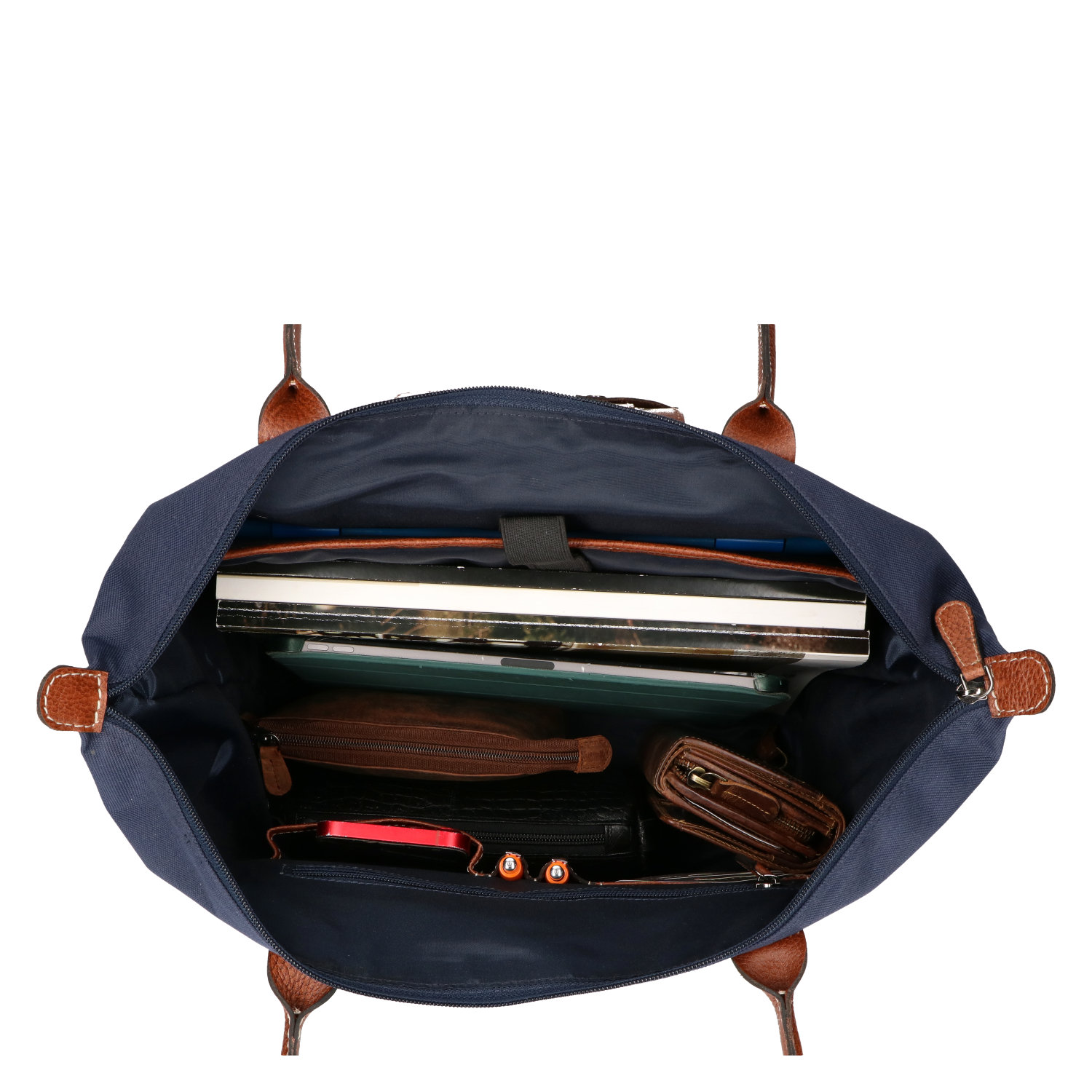 Leather Design coated canvas groen/cognac zwart