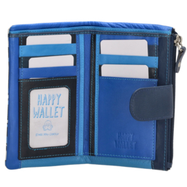 happy Wallet portemonnee bloemprint blauw