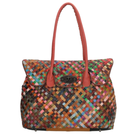 Multi colour lederen shopper