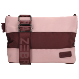 Zebra Elske schoudertas streep bordeaux/oud roze