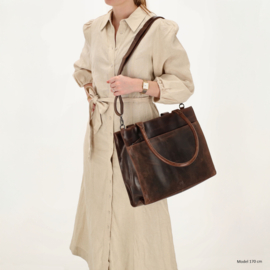 Hide & Stitches Next Navajo laptoptas donker bruin