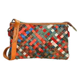 Multi colour lederen clutch/avondtasje