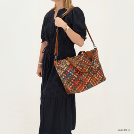 Multi colour lederen shopper