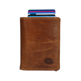 Leather design safety wallet cognac