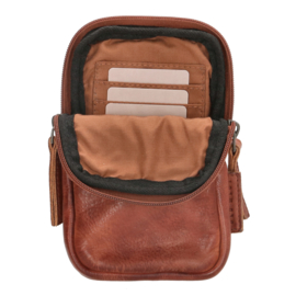 Hide & Stitches Paint Rock telefoontasje cognac