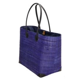 PE-Florence Hangara rieten strandtas blauw