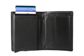 Leather design safety wallet zwart