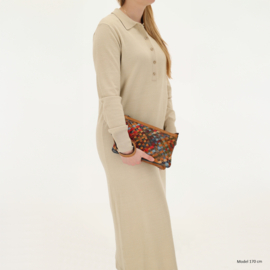 Multi colour lederen clutch/avondtasje