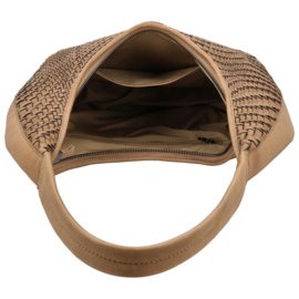 Hide & Stitches lederen schoudertas zand
