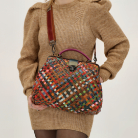 Multi colour lederen handtas