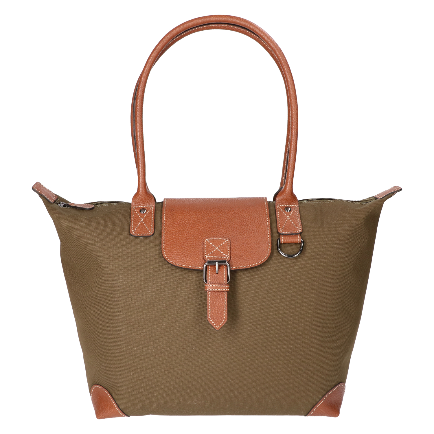 Leather Design coated canvas groen/cognac zwart