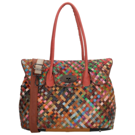 Multi colour lederen shopper