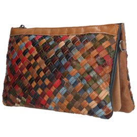 Multi colour lederen clutch/avondtasje