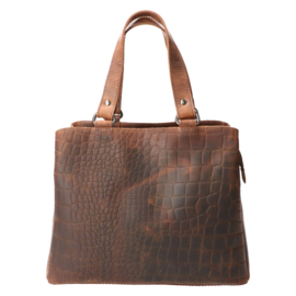Leather Design handtas hunter croco brown