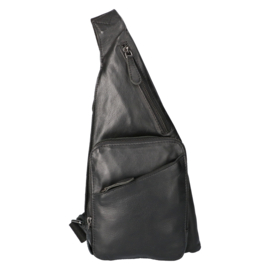 Leather Design crossbody/schouder/rugtas zwart