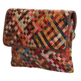 Multi colour Beagels lederen clutch/avondtasje